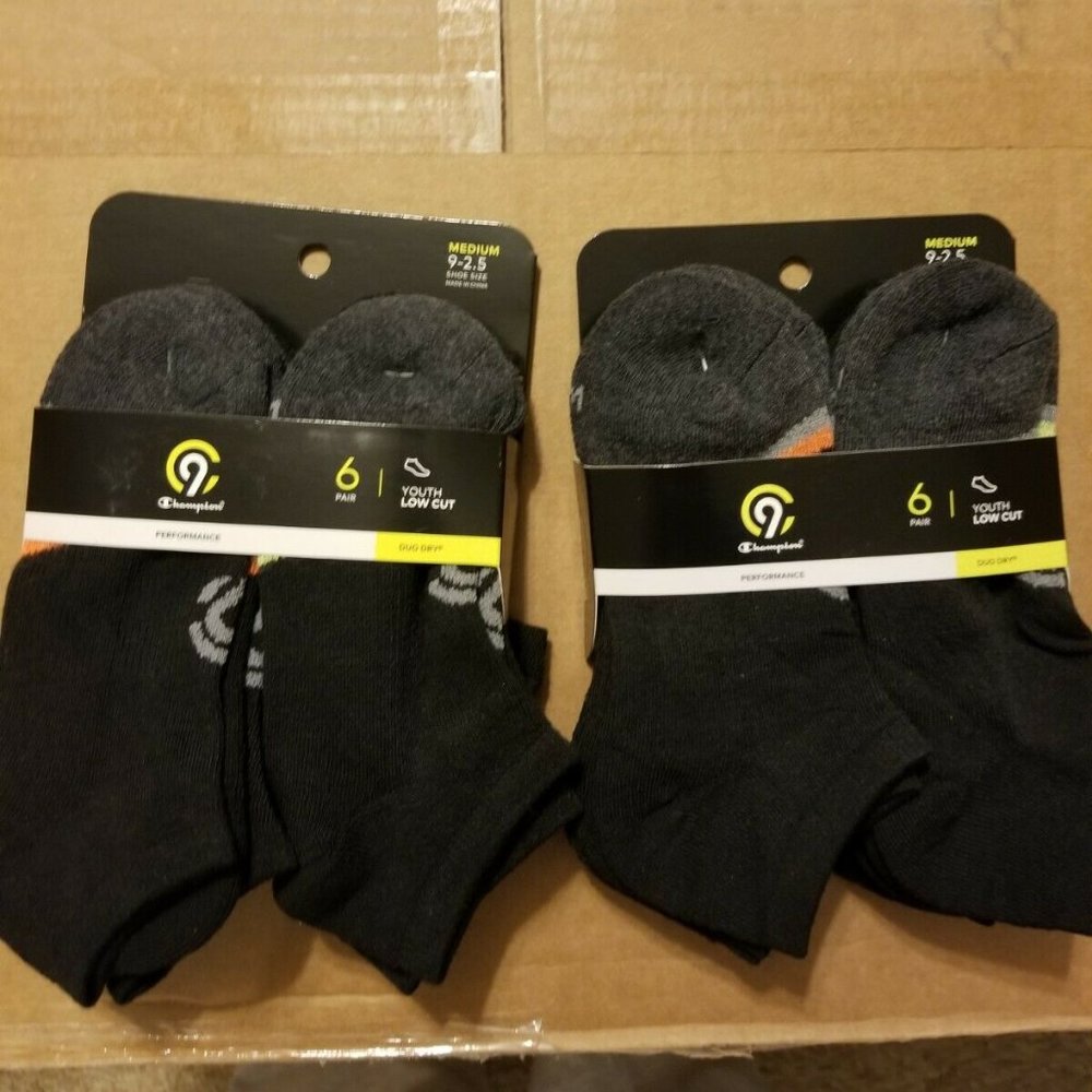 2X Champion Youth Low Cut Socks. 12 Pairs Total.